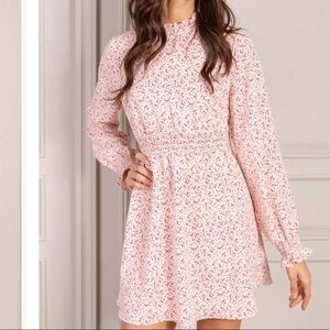 Senlis Julie Country Floral Smocked Mock Neck Long Sleeve Dress Size M